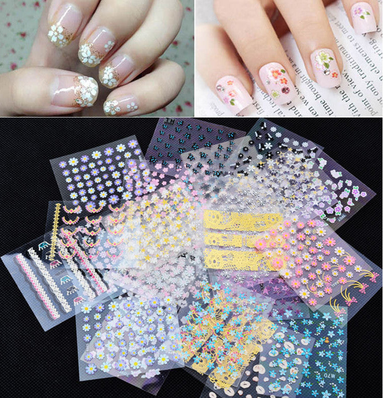10PCS DIY Nail Art Stickers Decal Daisy Flower Butterfly 3D Self-Adhesive