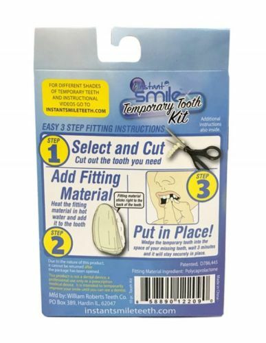 Temporary Tooth Replacement Kit 3 Shades - 30 Teeth, Fitting Beads & Tools
