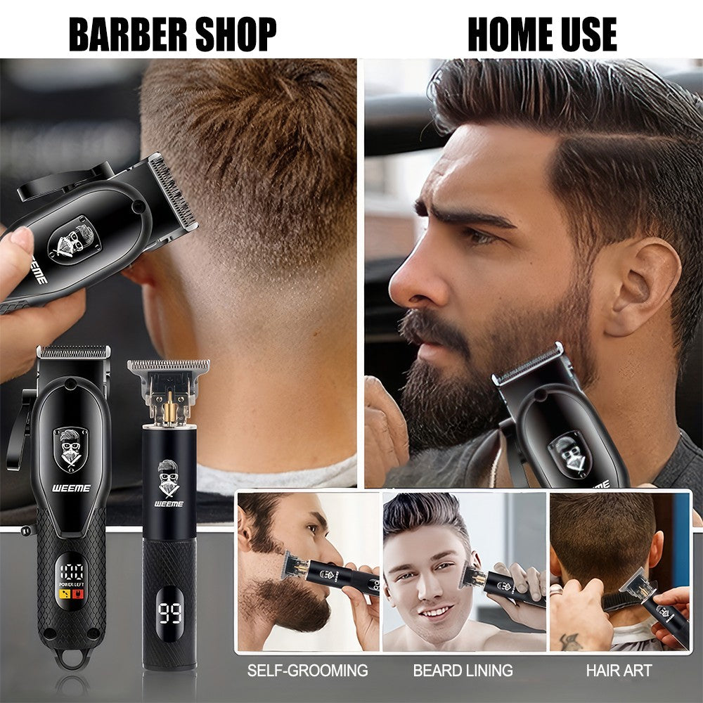 Cordless Hair Clipper and Trimmer Set for Men with Adjustable Blade LED Display