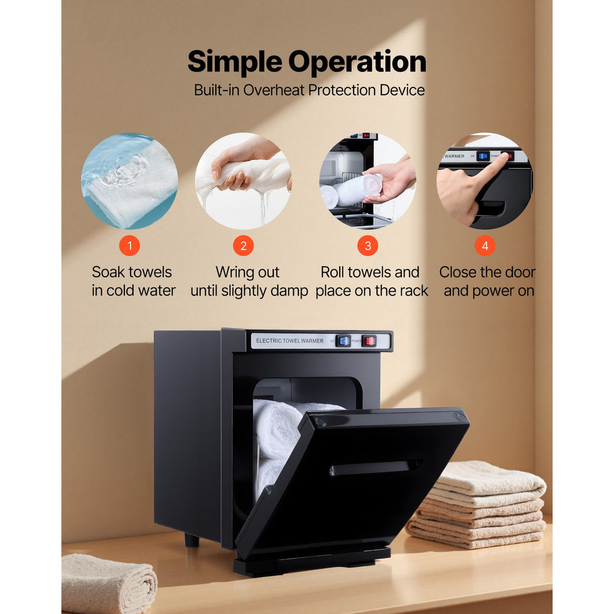 Commercial Towel Warmer Cabinet with Sterilization, 8-48 Towels Capacity