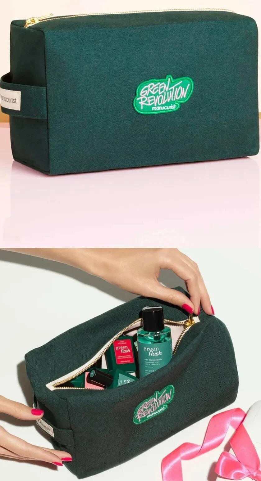 Large Green Canvas Bag Set for Manicure & Nail Kit Storage