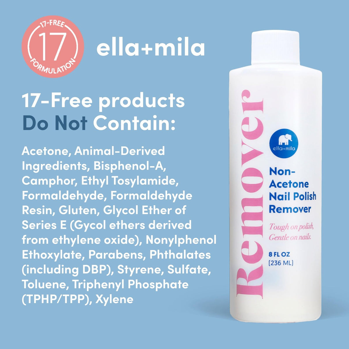Non-Acetone Nail Polish Remover - Gentle, Nourishing, 8 Fl Oz