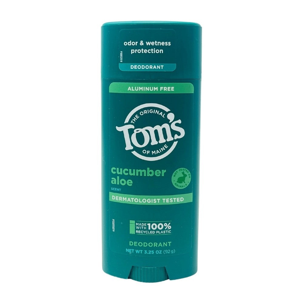 Tom's of Maine Aluminum-Free Deodorant Stick Cucumber Aloe - 3.25 oz (3 Pack)