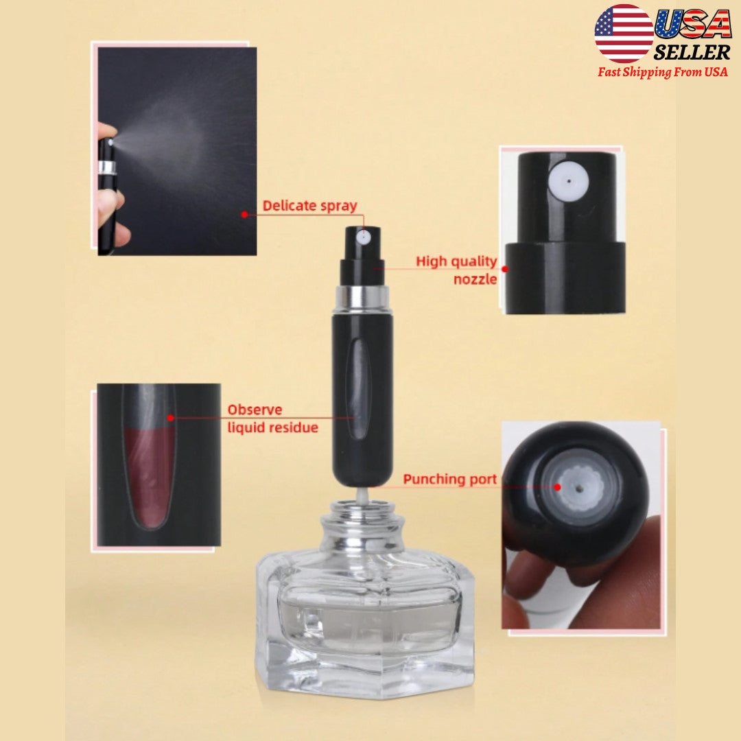 Travel Refillable Perfume Atomizer Bottle 5ml Leak-Proof Spray Pump