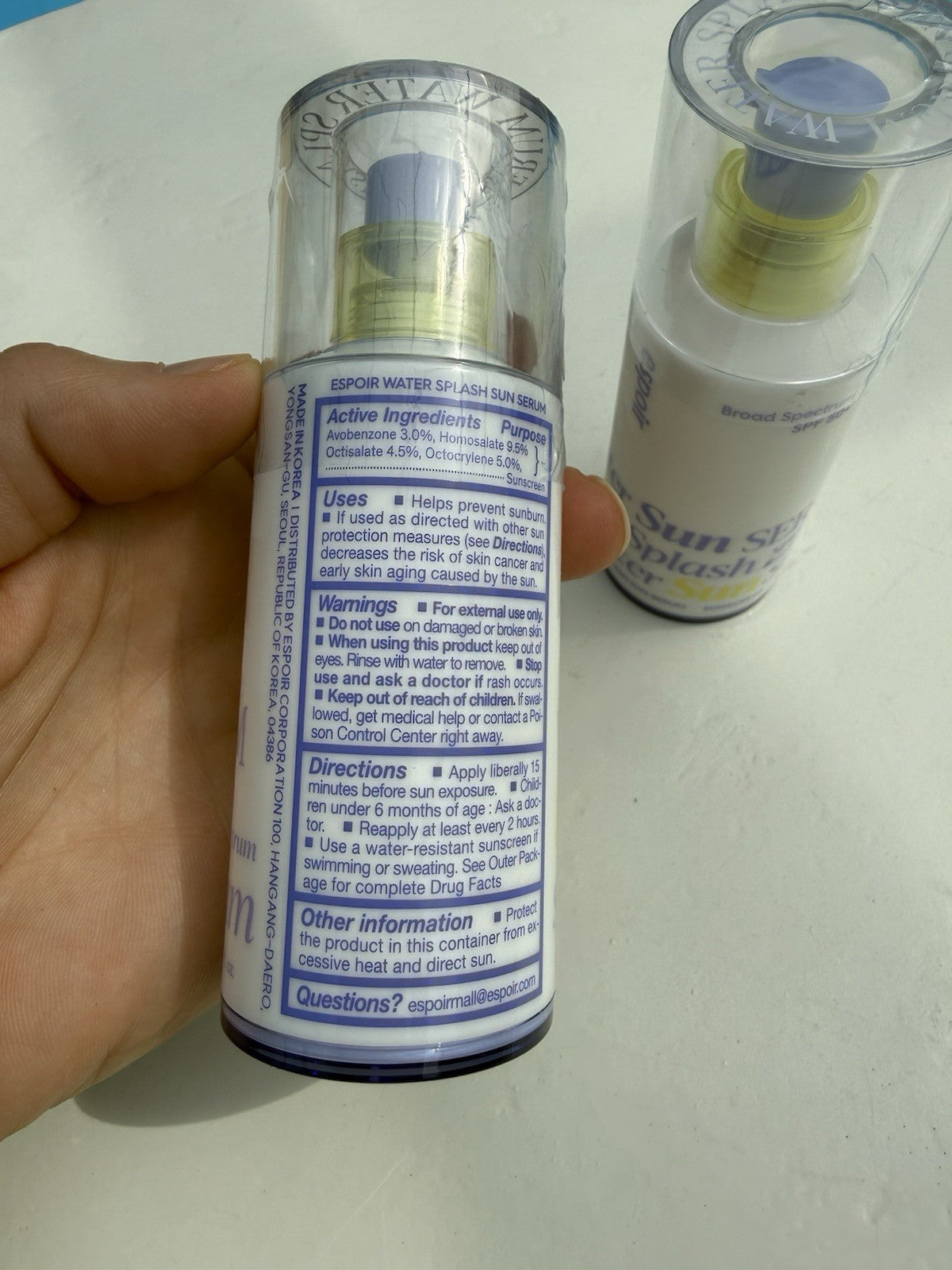 Espoir Water Splash Sun Serum SPF 50 Sunscreen 1.69 fl oz 2-Pack - No Box