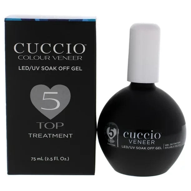 Cuccio Colour Veneer LED/UV Gel Top Coat - #5 High-Gloss Nail Top Treatment, 75ml