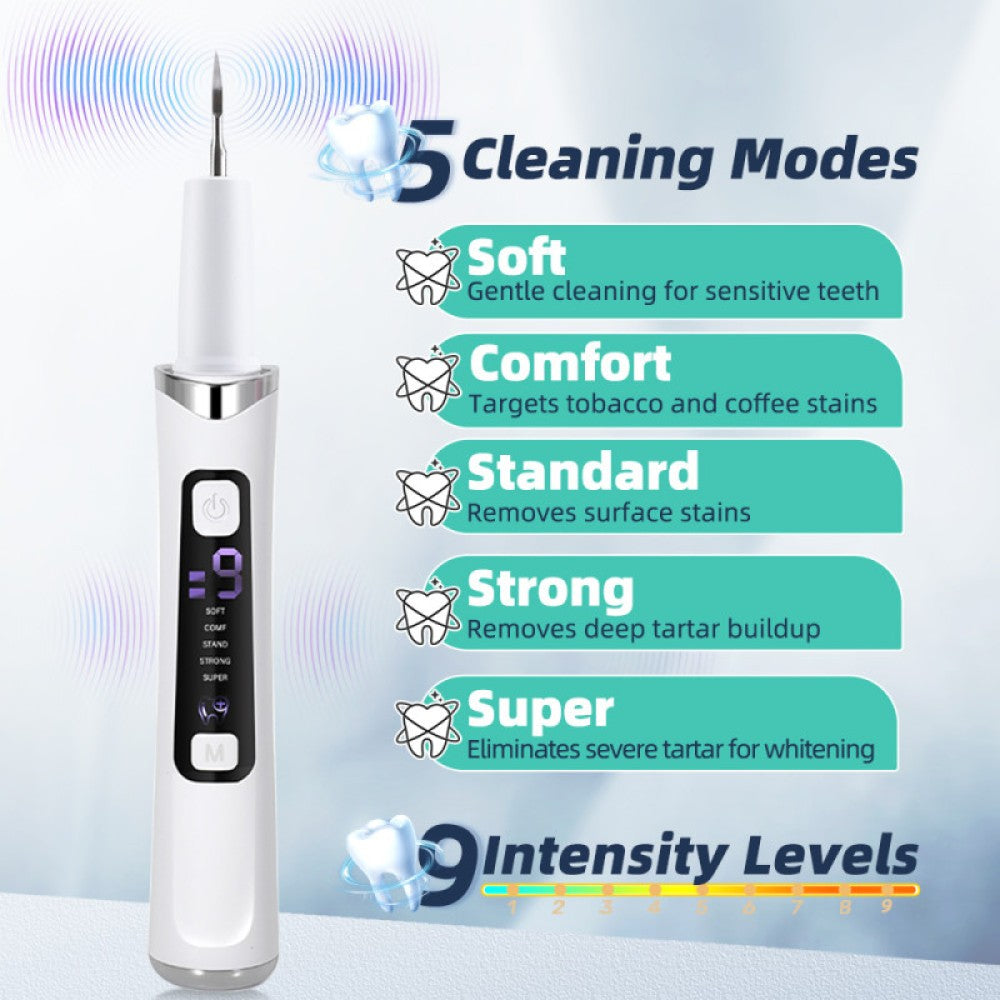 Electric Ultrasonic Dental Scaler Tartar & Plaque Remover with LED Light