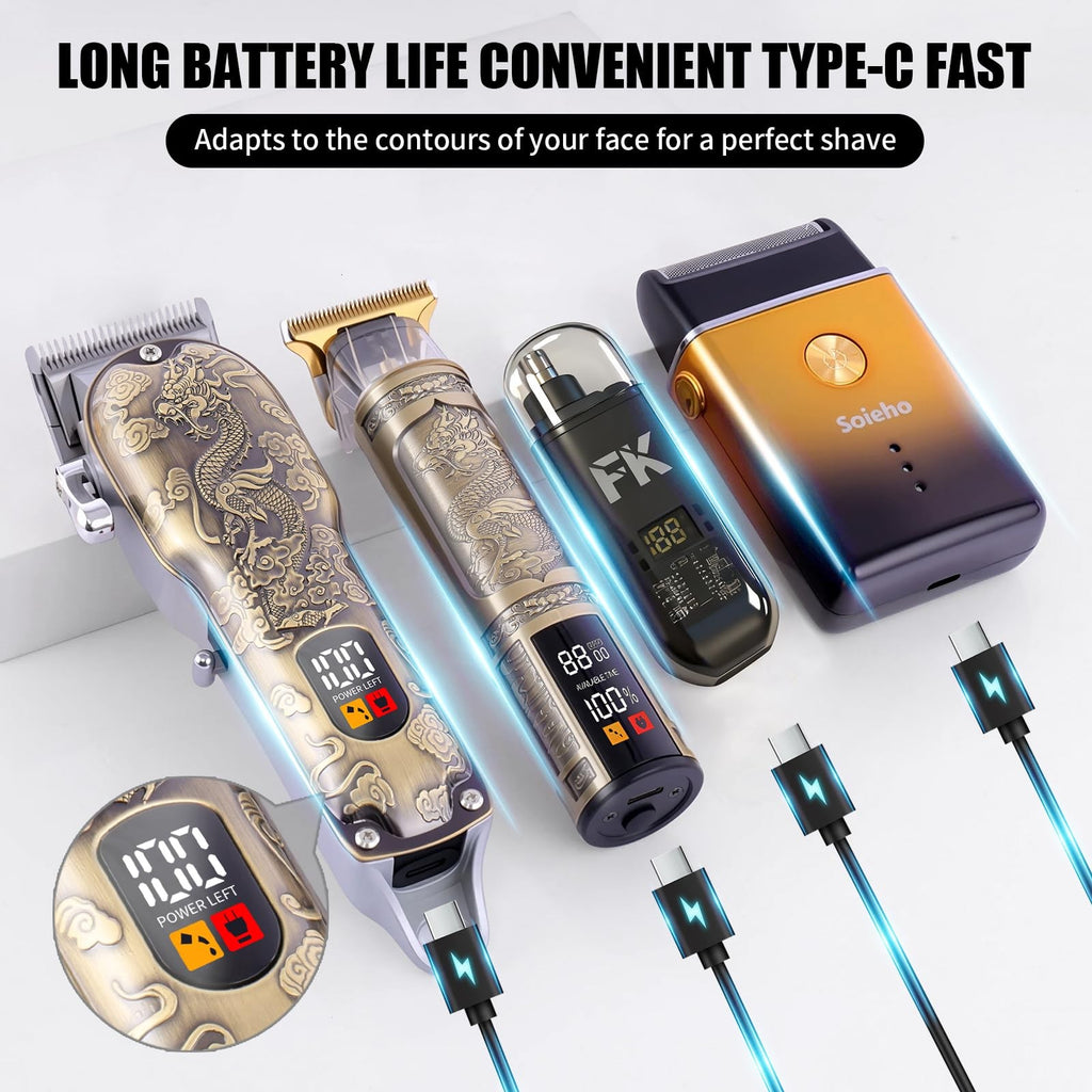 Professional Men’s Hair Clipper Set with Beard Trimmer & Shaver – Home & Salon Use
