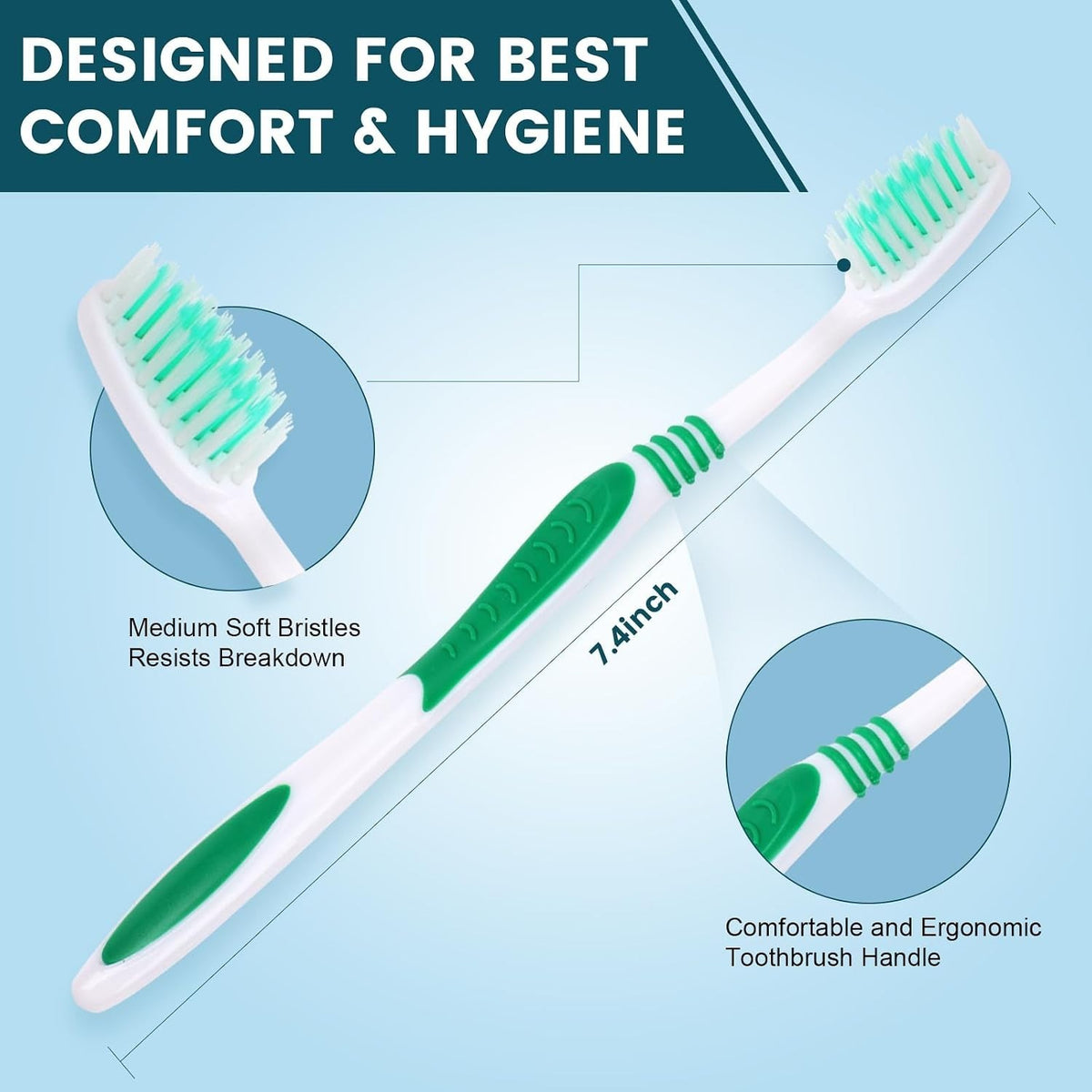 Disposable Travel Toothbrushes Set - 30 Soft Bristle, Individually Wrapped