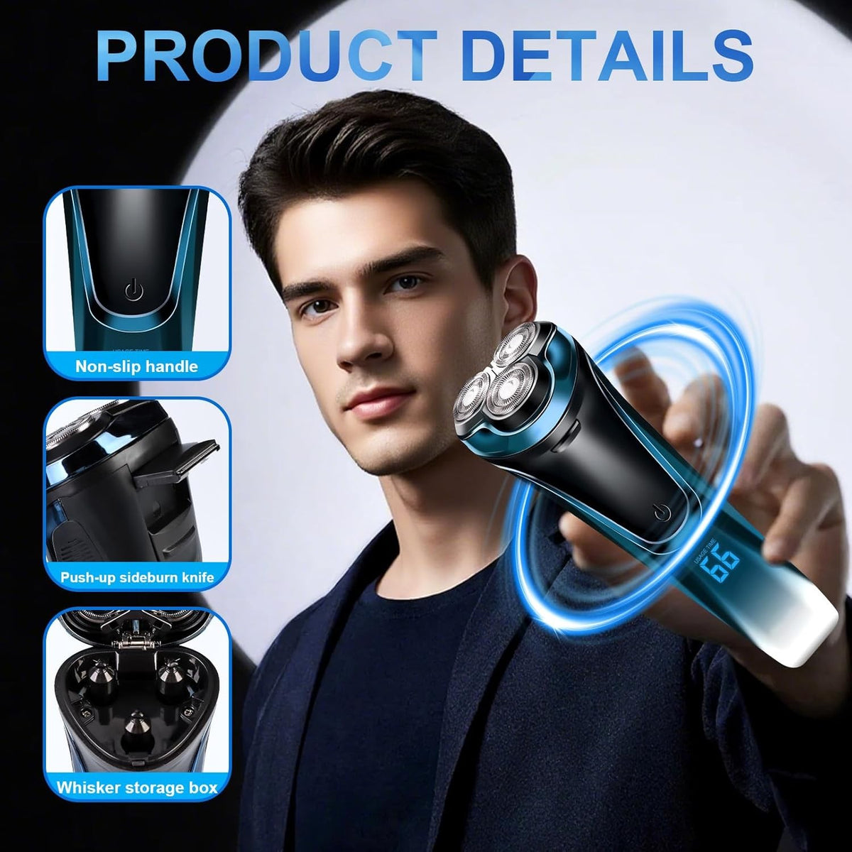 Electric Razor for Men 4D Floating Head Wet & Dry Shaver IPX7 Waterproof