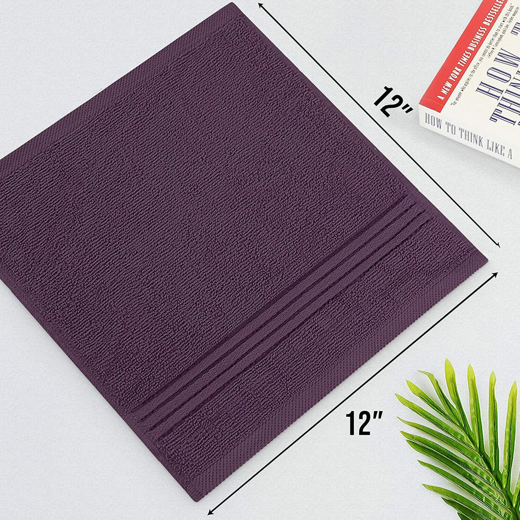 Premium Cotton Washcloth Towels Set - Absorbent 12x12 Inches, Pack of 12