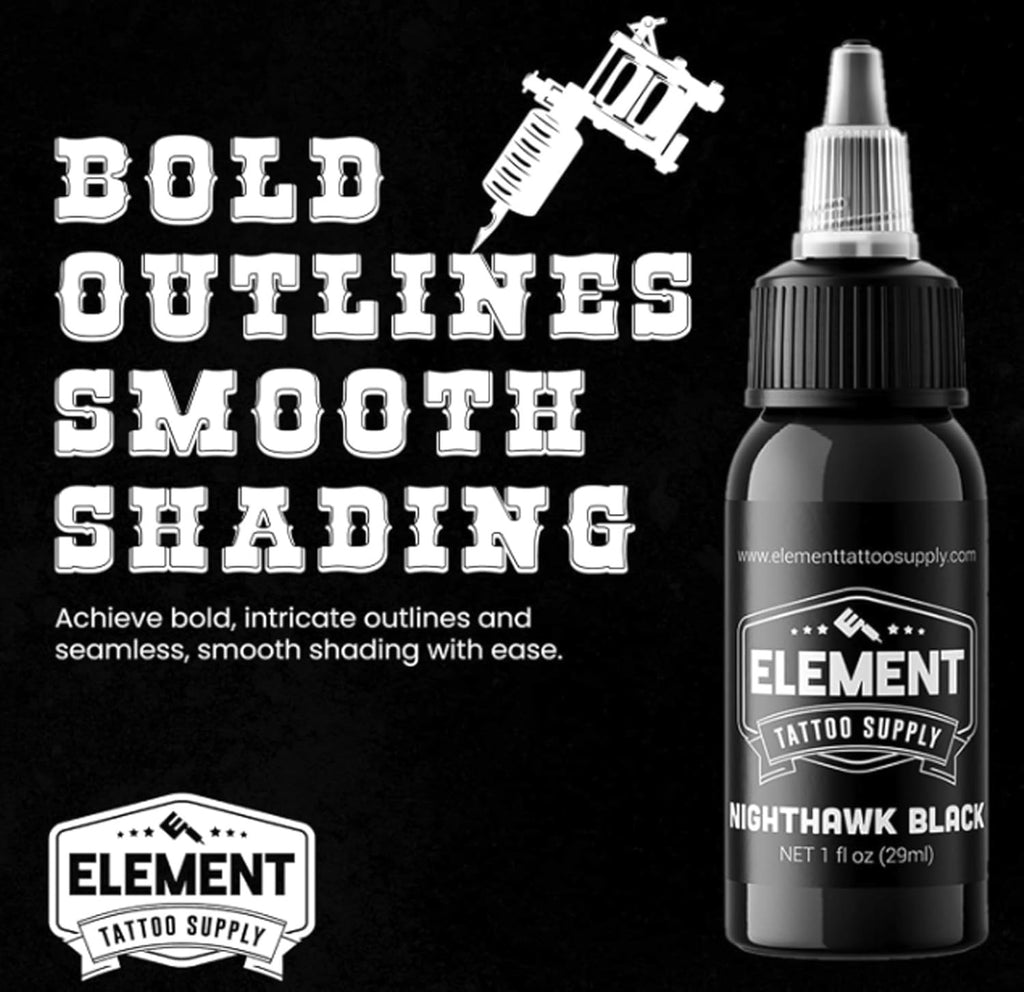 Nighthawk Black Tattoo Ink 2oz - Super Dark Professional Linework