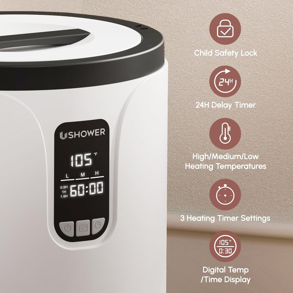 Electric Towel Warmer Bucket with LCD Display 20L Fast Heating & Auto Shut-Off