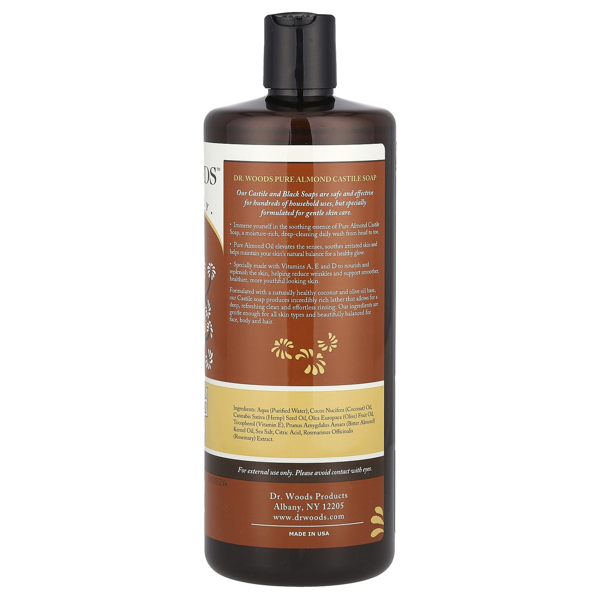 All-Natural Almond Castile Soap - Cruelty-Free, Vegan, 32 fl oz