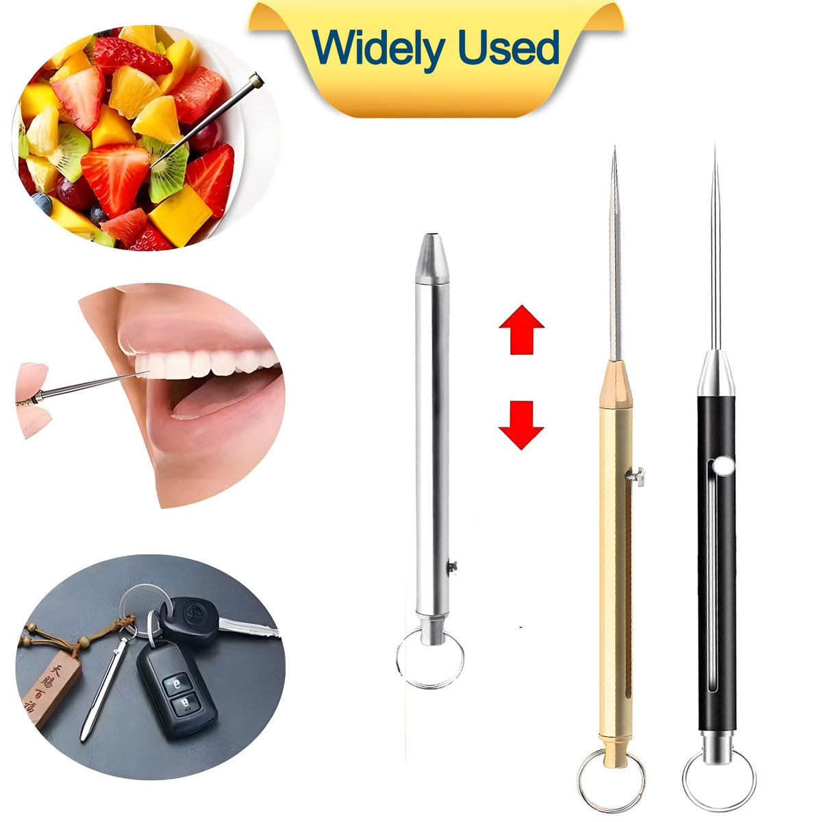Portable Titanium Toothpick Set - Reusable Pocket Toothpick with Keyring