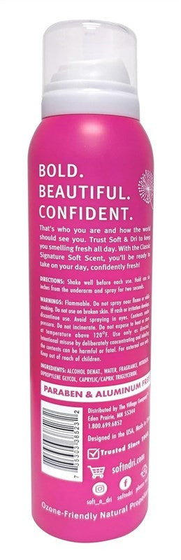 (2 Pack) Soft & Dri Classic Deodorant Aerosol - 4 Ounce, All-Day Odor Protection