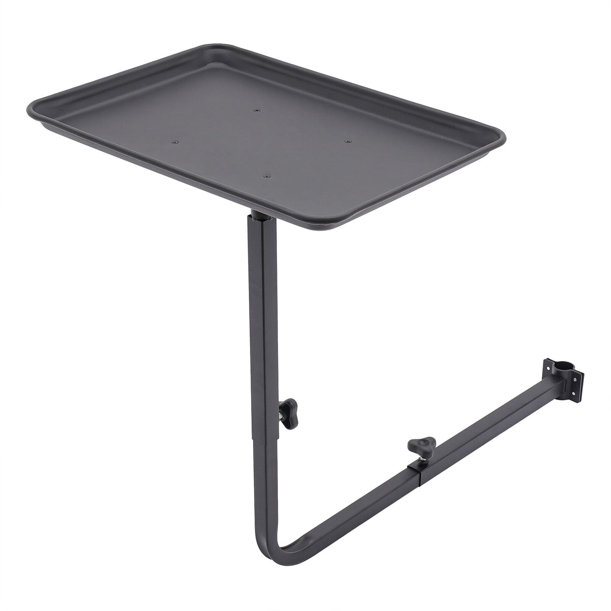 Adjustable Black Salon Rolling Tray with 360° Swivel Bracket