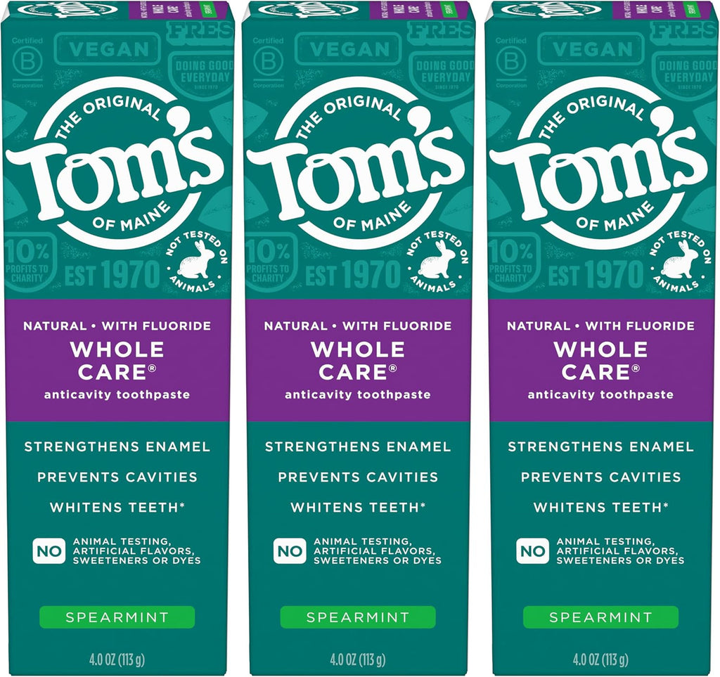 Whole Care Fluoride Toothpaste with Spearmint - 3 Pack 4 oz