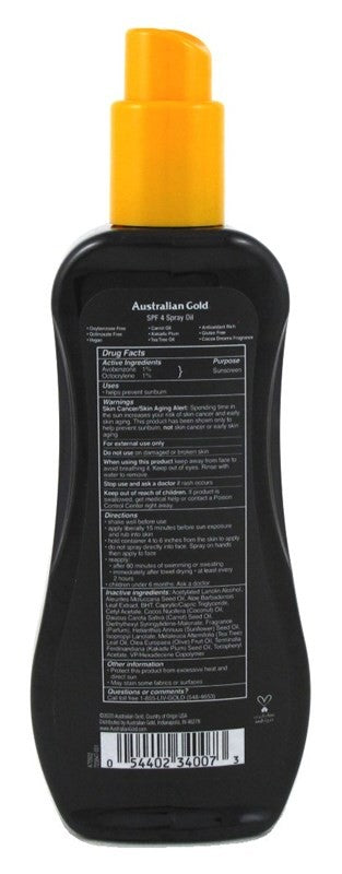 Australian Gold SPF 04 Spray Oil with Carrot Oil - 8oz Tanning Protector
