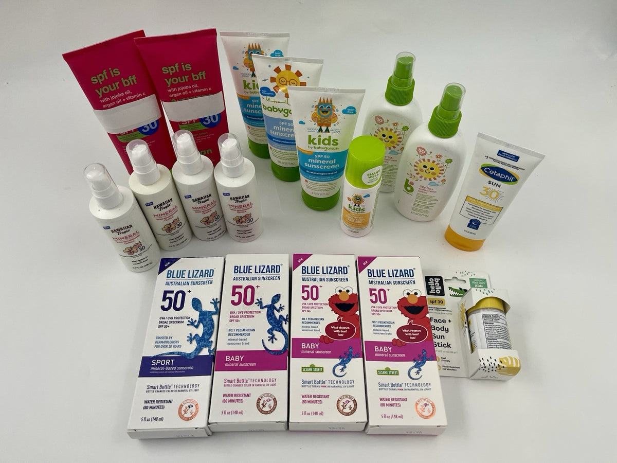Bulk Sunscreen Lot - Assorted SPF 30-50, Various Brands, 18 Items