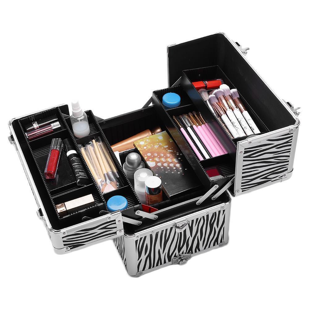 4 Wheels Makeup Case Organizer with Trolley, Storage Box & Carry Handle