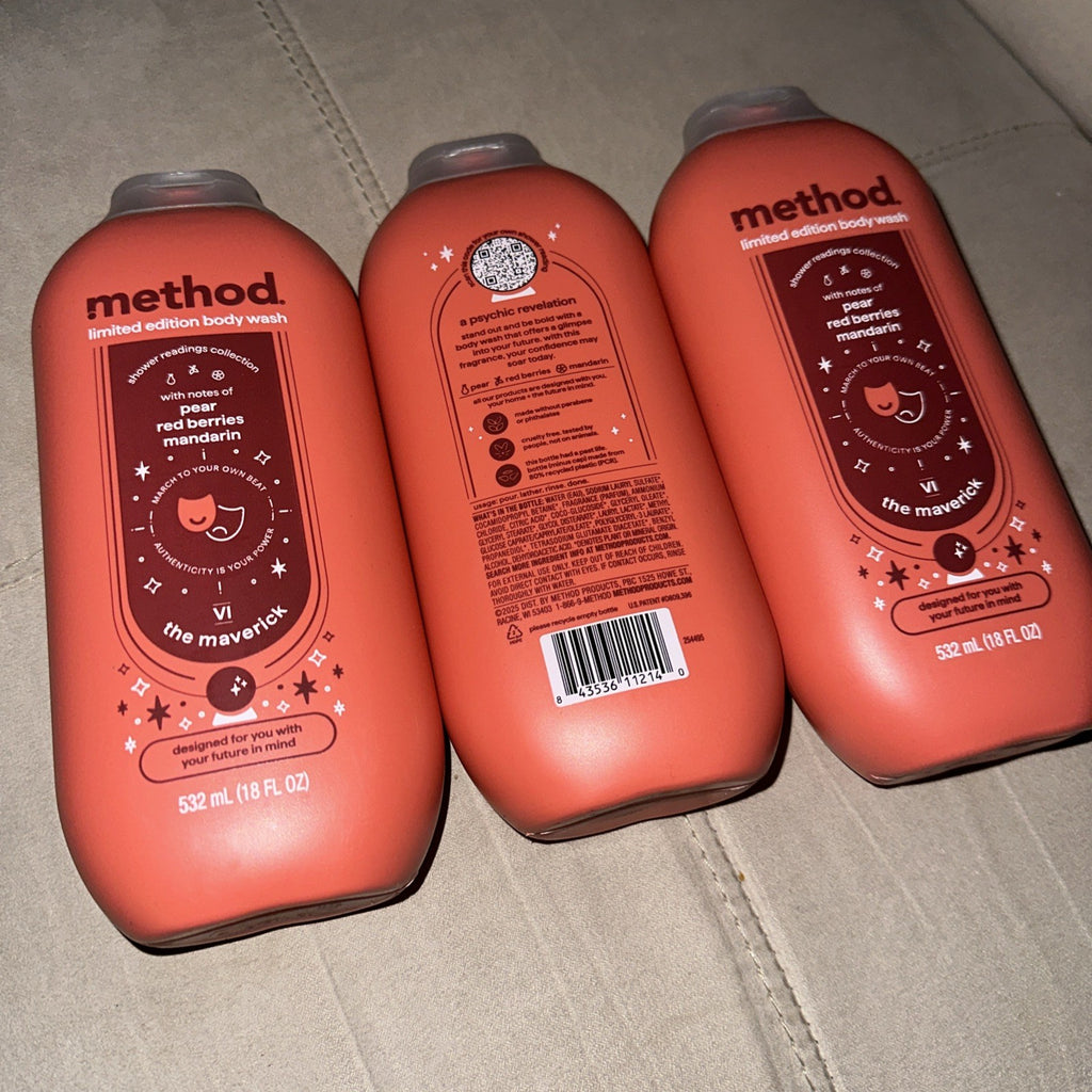 Method Pear Red Berries Mandarin Body Wash Set – 3 Bottles, 18 oz Each, Limited Edition