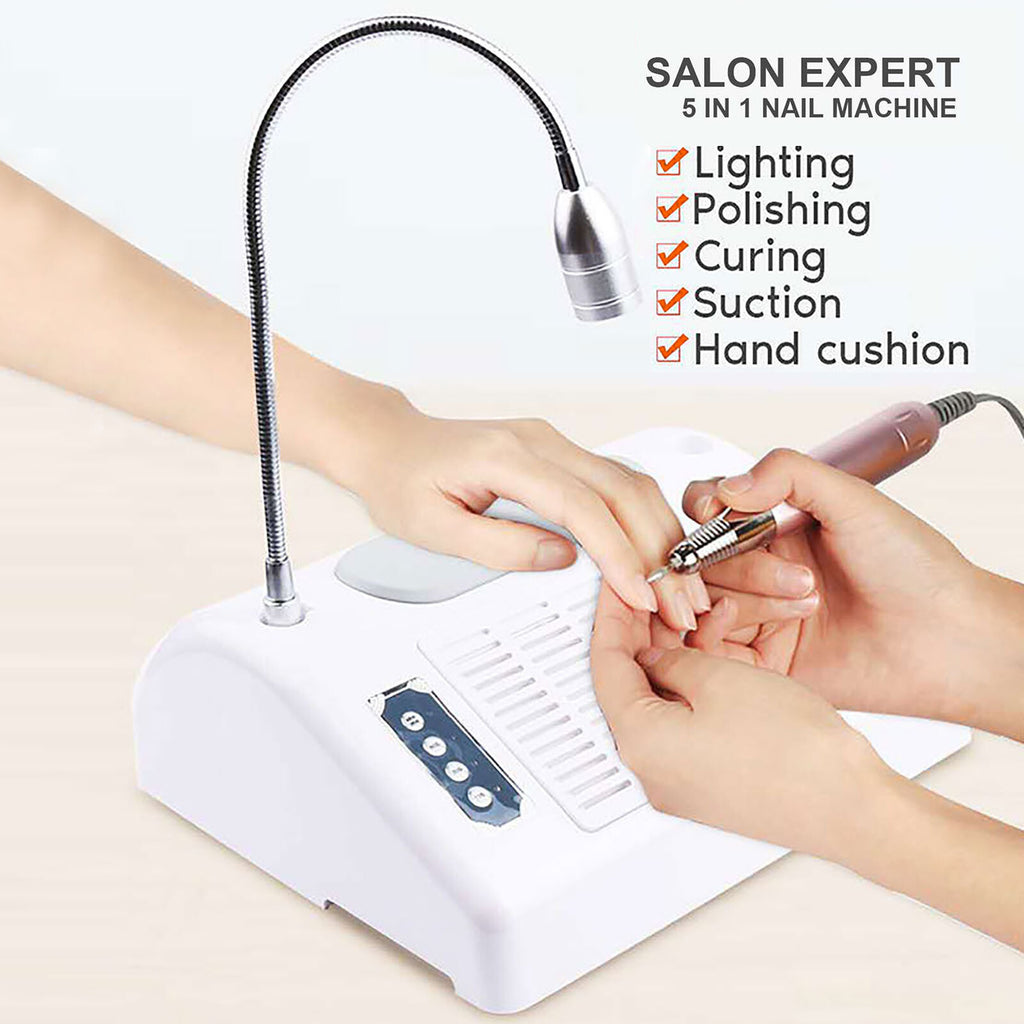 5-in-1 Nail Drill & UV LED Lamp Dryer Vacuum Cleaner for Manicure Pedicure