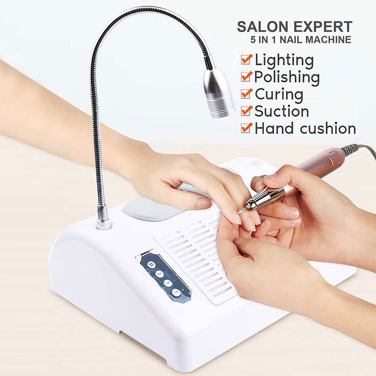 5-in-1 Nail Drill & UV LED Lamp Dryer Vacuum Cleaner for Manicure Pedicure