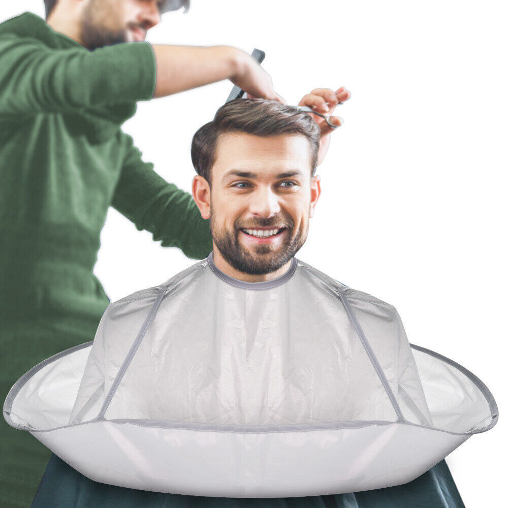 Adult Hair Cutting Cape with Transparent Window and Adjustable Clips - Salon Barber Gown