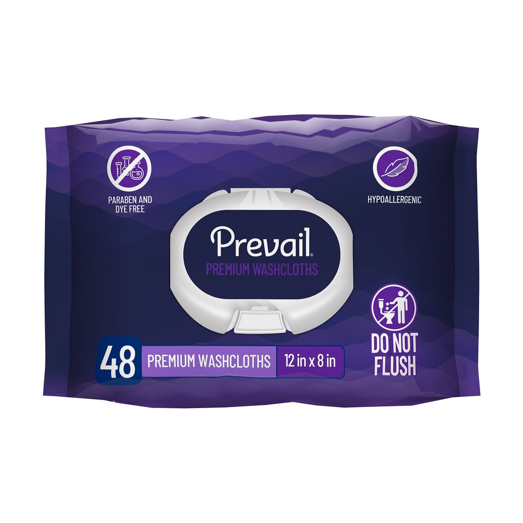 Adult Hypoallergenic Washcloths with Aloe & Vitamin E – 8 x 12 Inches, Pack of 48