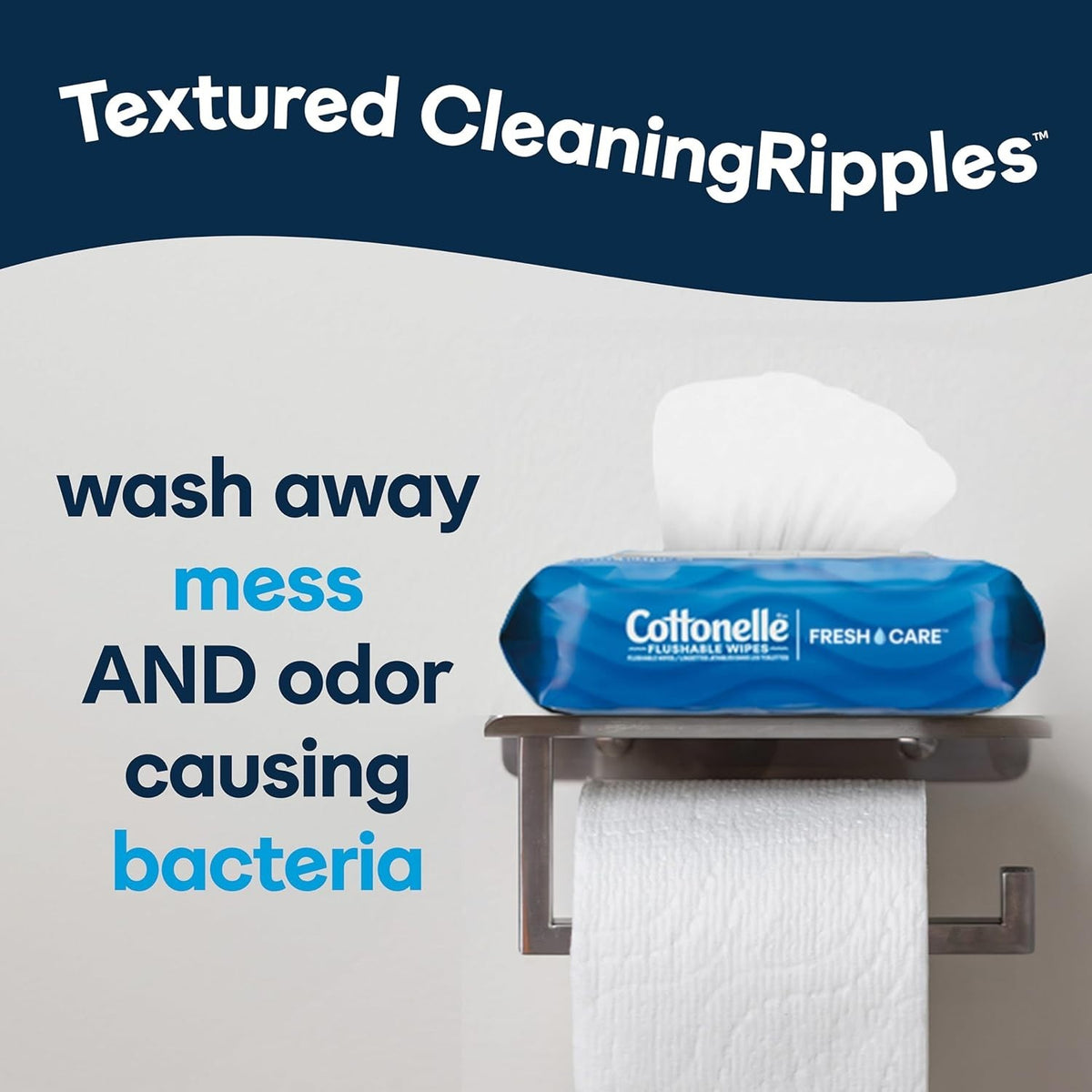 Adult Flushable Wet Wipes - 4 Flip-Top Packs, Gentle & Odor-Removing