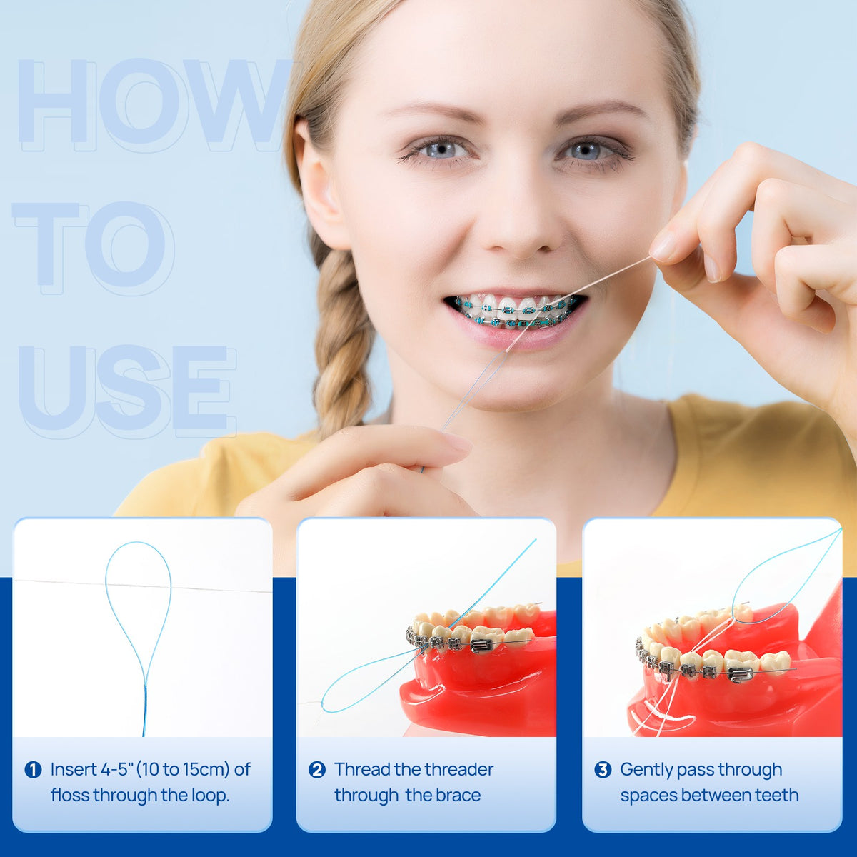 Dental Floss Threaders for Braces Bridges Implants 100 Count