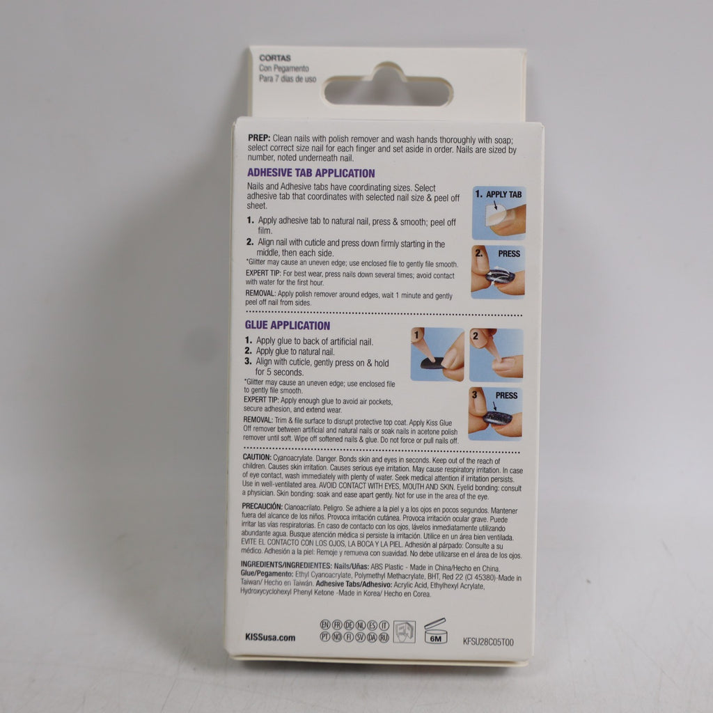 2 Pack Press-On Nails - Black Short Length Gel Fantasy Collection