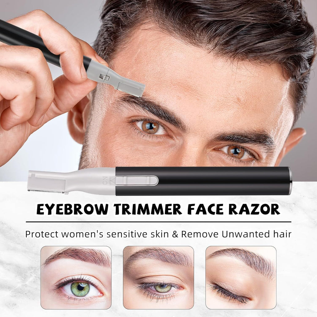 Rechargeable Nose & Eyebrow Trimmer Set for Men Women Face & Ear Grooming
