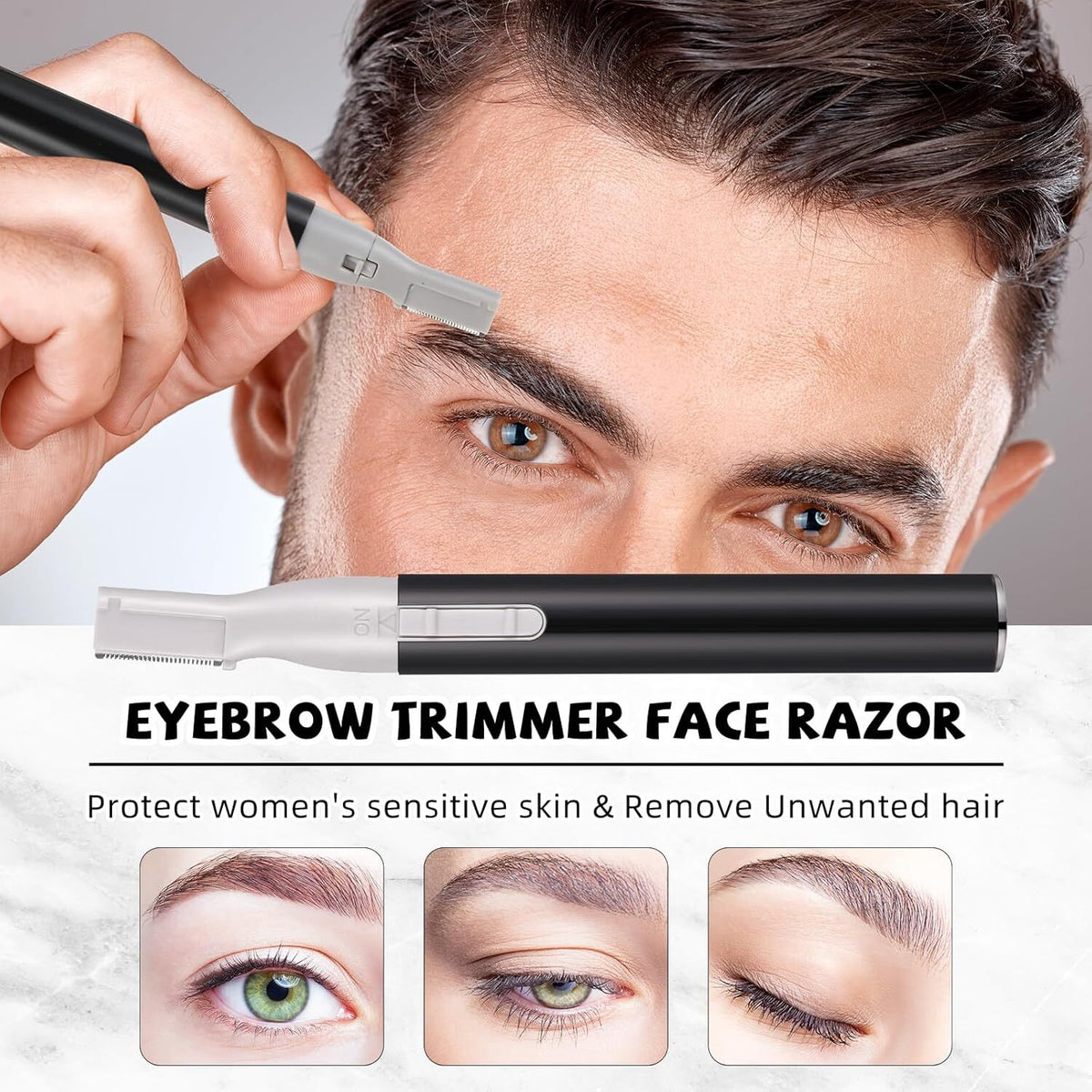 Rechargeable Nose & Eyebrow Trimmer Set for Men Women Face & Ear Grooming