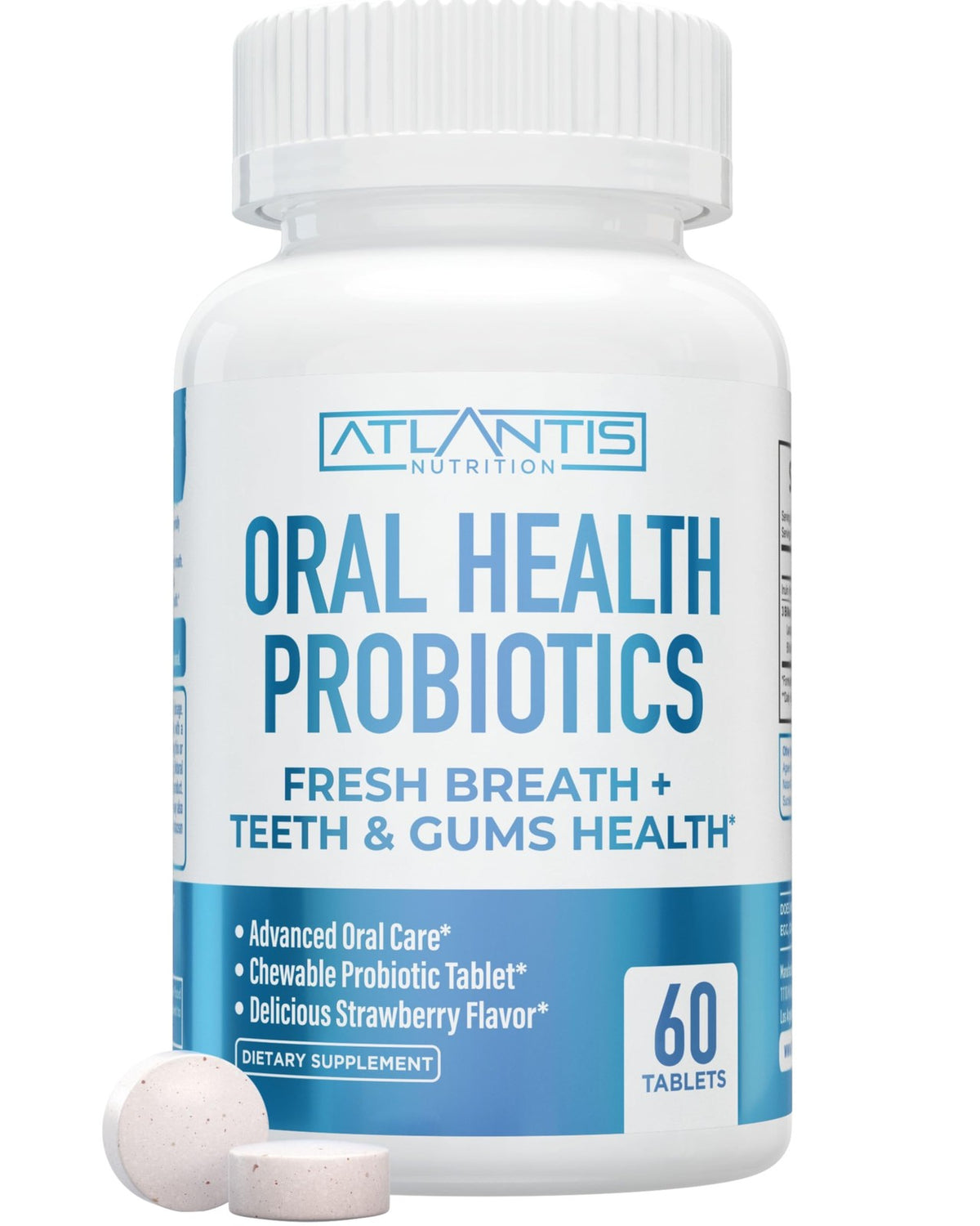 Oral Probiotics Chewables for Teeth and Gums - 60 Count, Supports Fresh Breath and Oral Health
