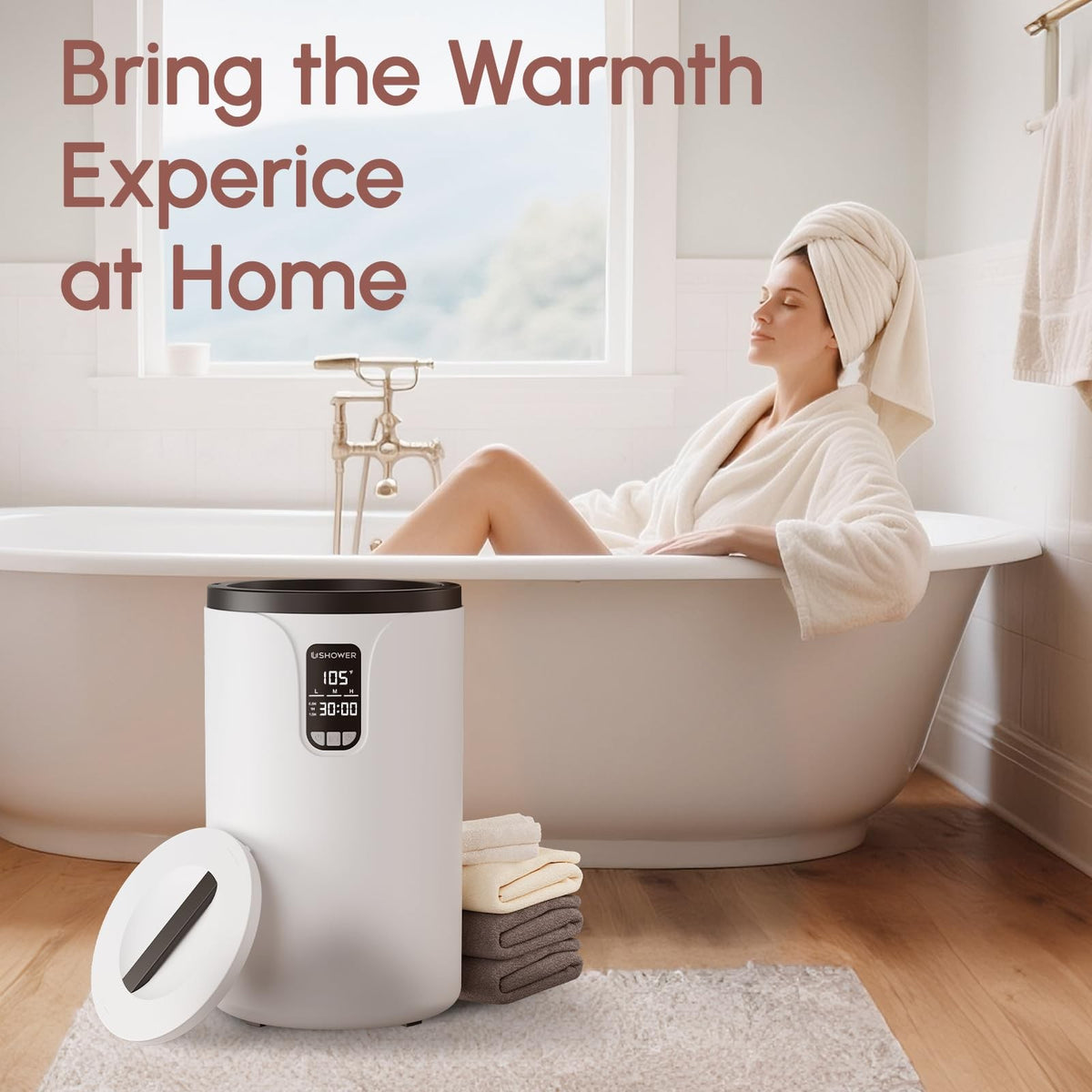 Electric Towel Warmer Bucket with LCD Display 20L Fast Heating & Auto Shut-Off