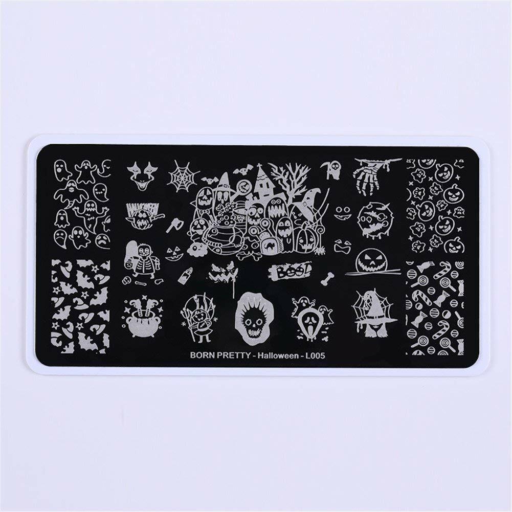 Halloween Nail Art Template Pumpkin Witch Candy Image Nail Stamping Plate