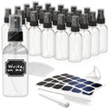 2 oz Clear Spray Bottles Set with Funnel Brush & Label - Refillable Travel