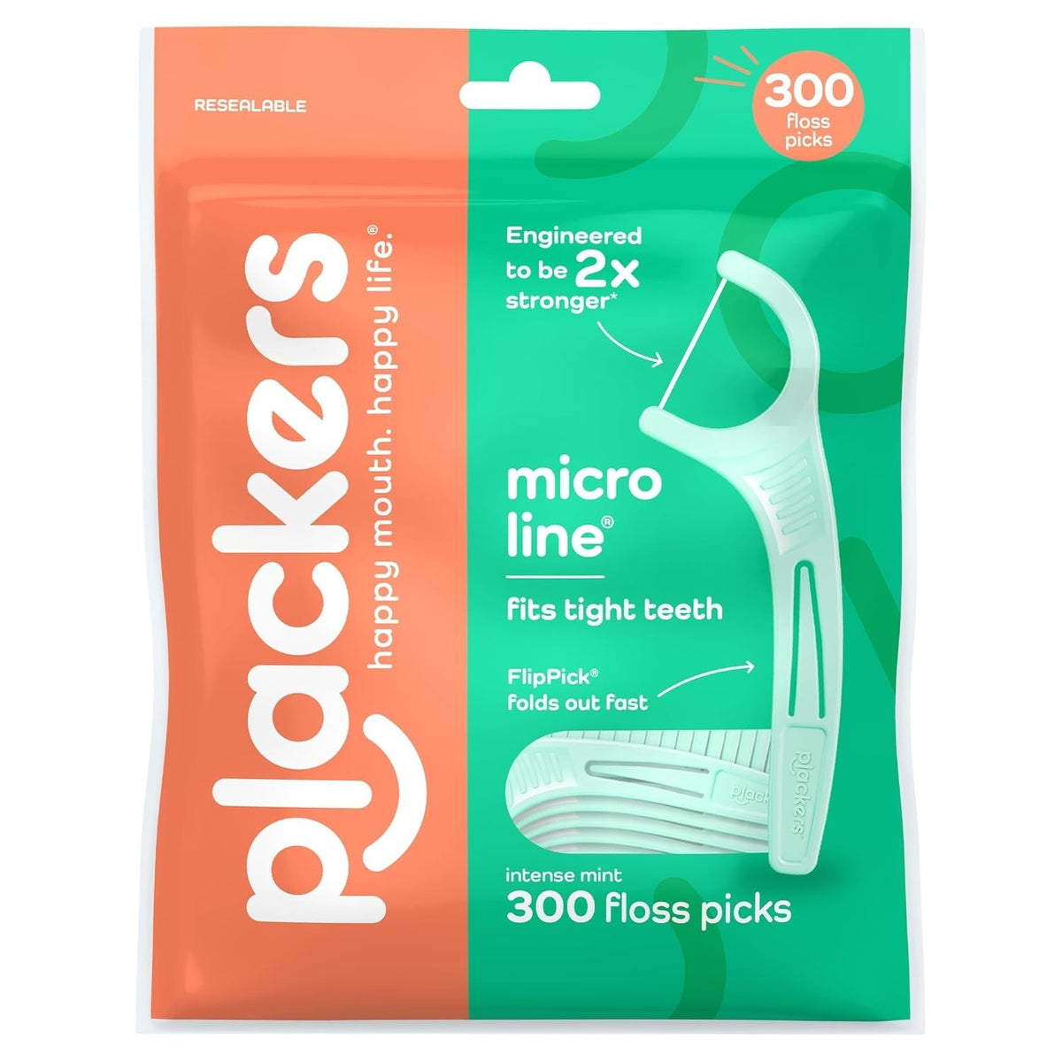 Micro Mint Dental Floss Picks 300 Count - No PTFE, Oral Teeth Flossers