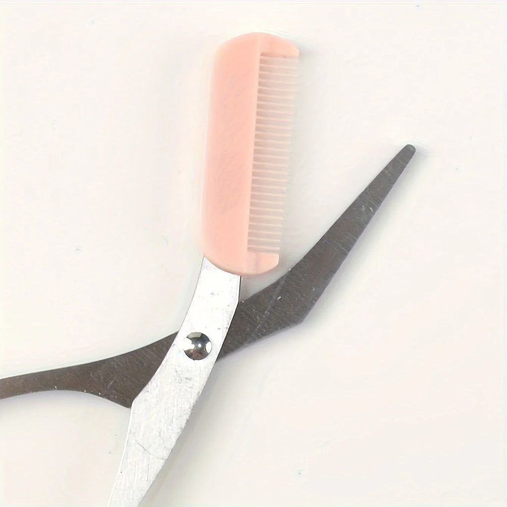 Eyebrow Trimming Scissors with Comb - Stainless Steel Grooming Tool
