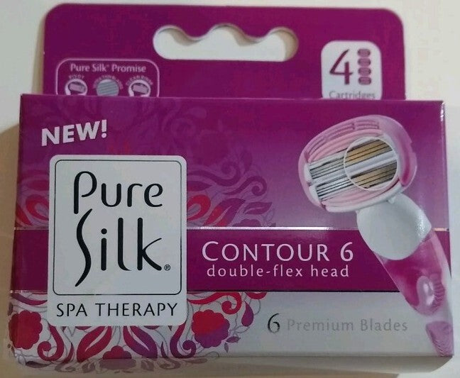 Pure Silk Contour 6 Razor Blade Cartridge Refills - Pack of 4