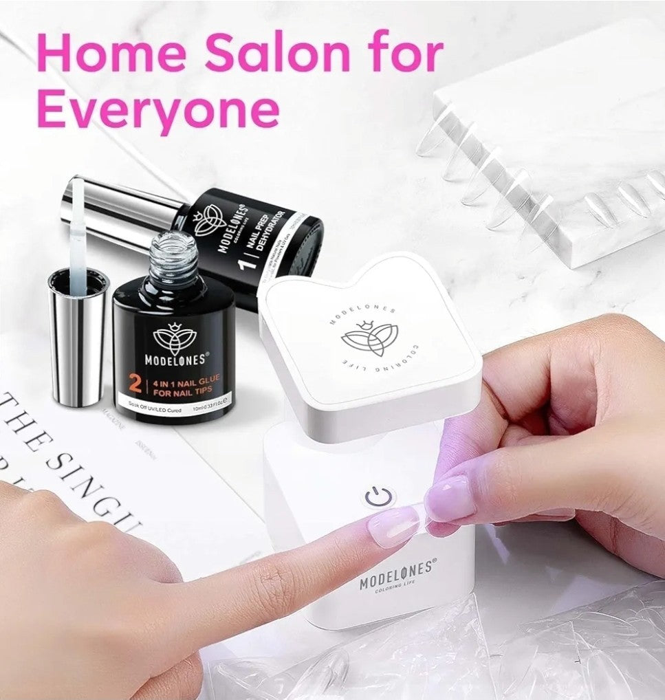 Gel Nail Kit with Long Coffin Tips & 9-in-1 Nail Glue - Home Salon DIY