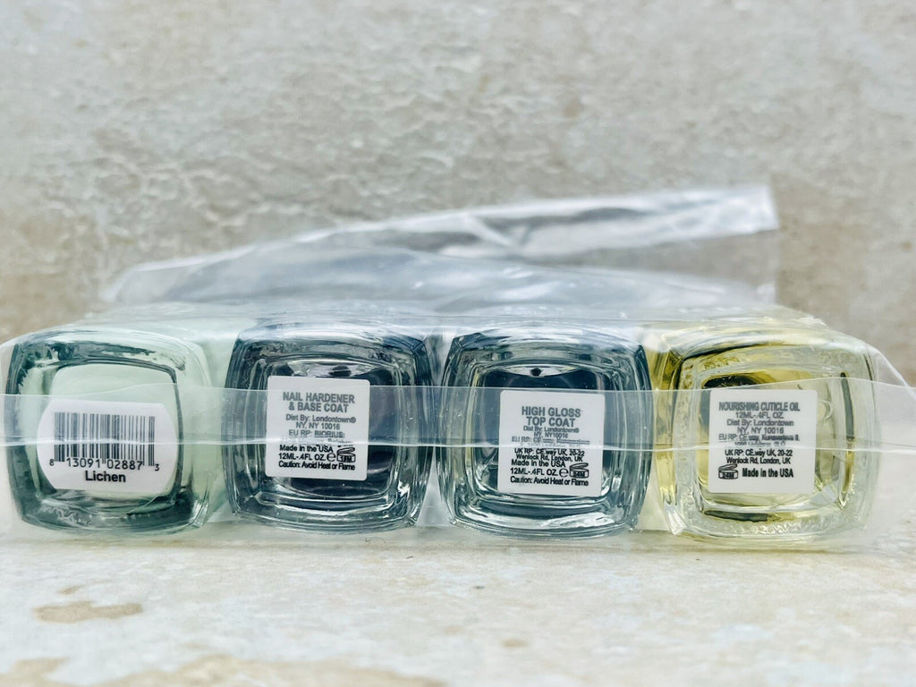 Green Nail Polish Set with Top Coat Cuticle Oil Manicure Kit
