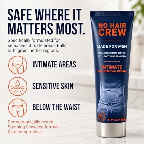 Men's Painless Hair Removal Cream for Coarse Body Hair - Soothing Depilatory