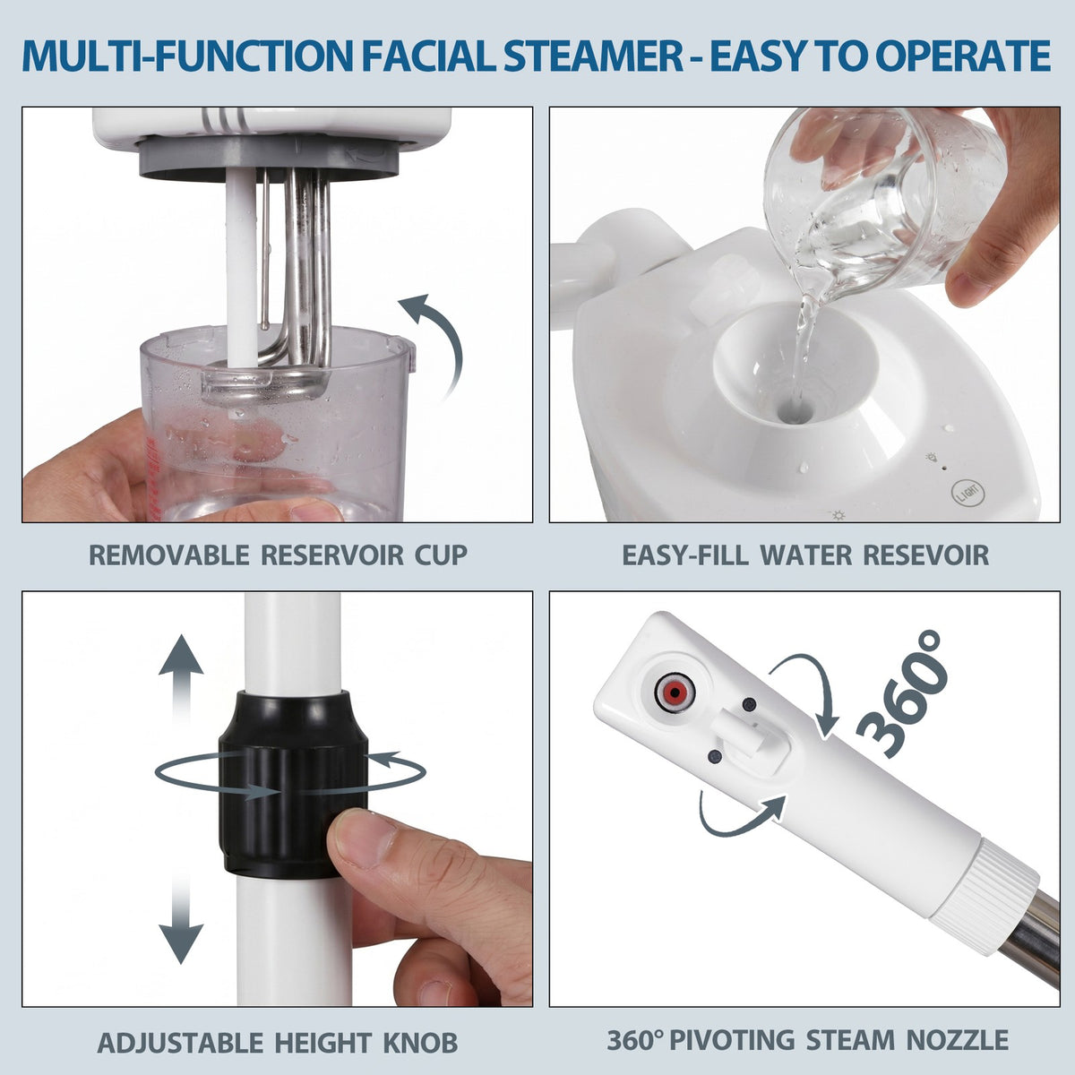 Professional Facial Steamer with Adjustable Swing Arm and Ozone UV Spa for Skin Care