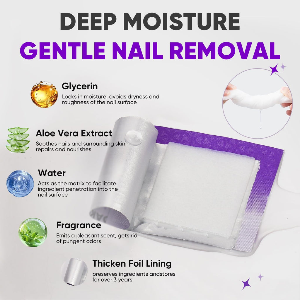 Bulk Acetone Nail Polish Remover Pads - Travel-Friendly, Quick & Effective, 250 Pack