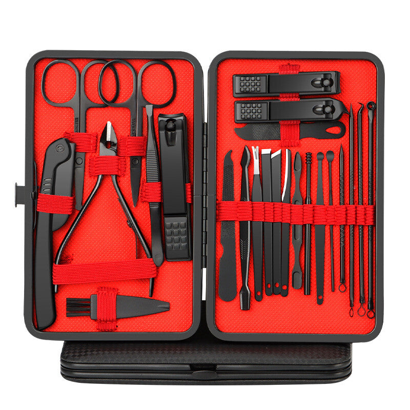 24-Piece Stainless Steel Nail Clipper & Manicure Pedicure Set with Portable Case