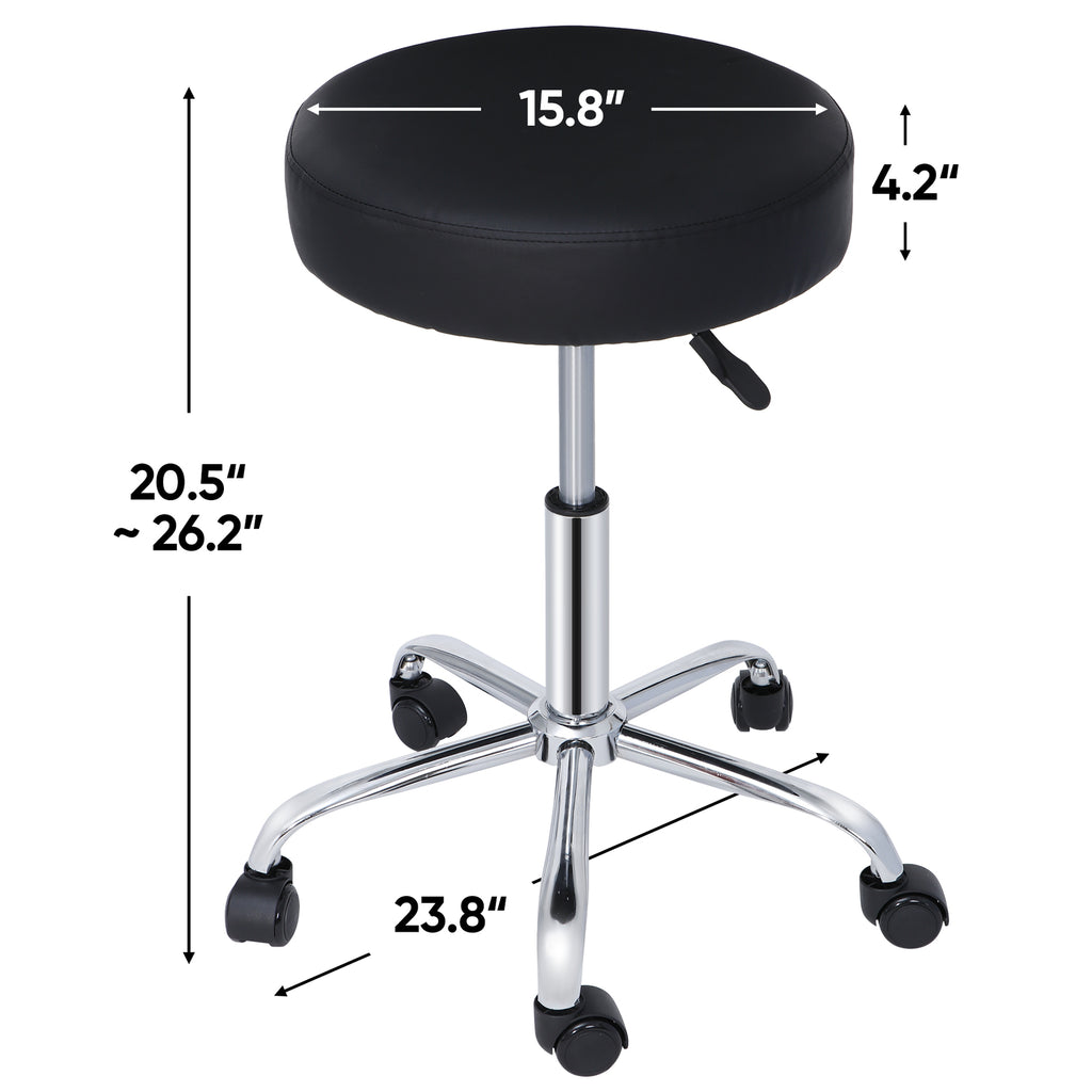 Adjustable Height Swivel Salon & Spa Stool with Thick Faux Leather Padding