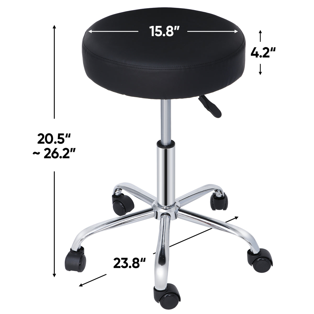 Adjustable Height Swivel Salon & Spa Stool with Thick Faux Leather Padding